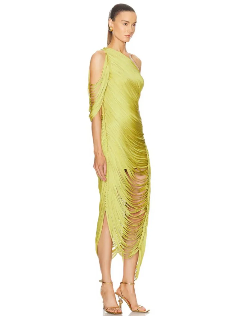 CULT GAIA Women's Sona One-Shoulder Draped Fringe Dress Size S NEW - Picture 10 of 16